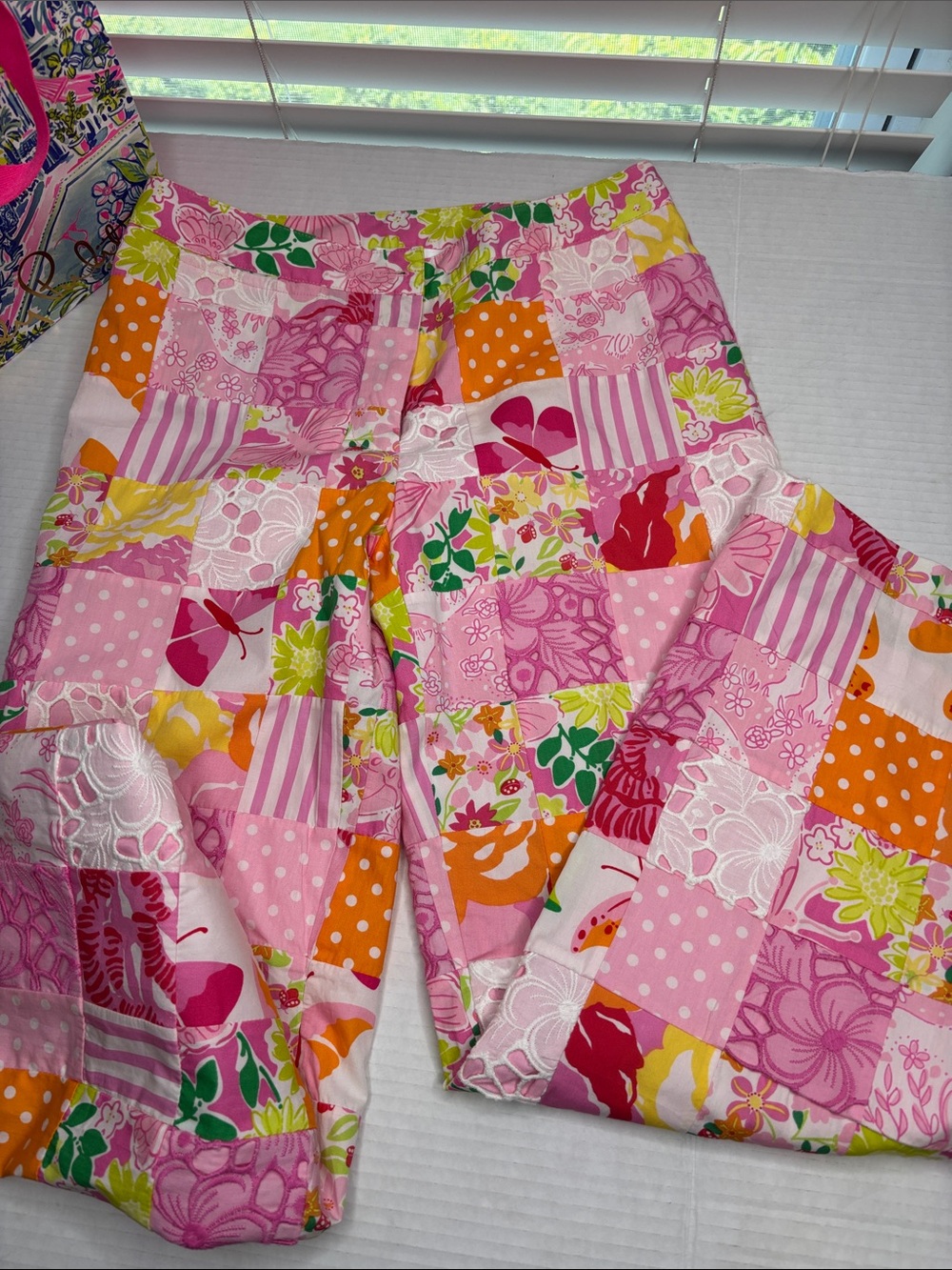 Lilly Pulitzer white label patchwork pants, summer themed, size 0